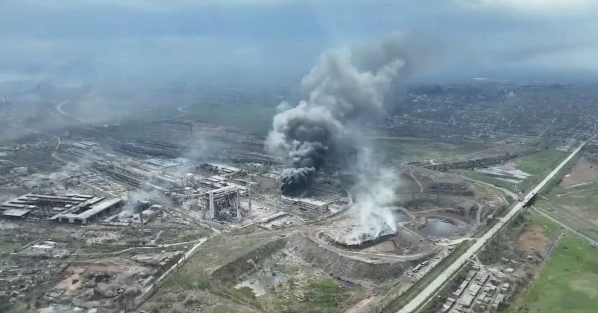 Reuters's tweet photo. Russia tells Ukrainian forces to surrender Azovstal plant by noon https://t.co/Gr5hPYx9er https://t.co/YcUhGm05dg