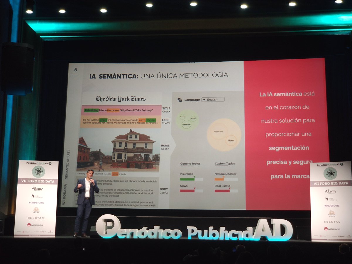 Protecmedia_'s tweet photo. El formato vídeo y la publicidad contextual son las grandes apuestas de las era #cookieless. Las campañas se planificarán apoyadas por la Inteligencia Semántica y el análisis del contenido. @Weborama_Spain muestra un ejemplo con el @nytimes #ForoBigData @PdelaPublicidad https://t.co/oC2s2QSsgu