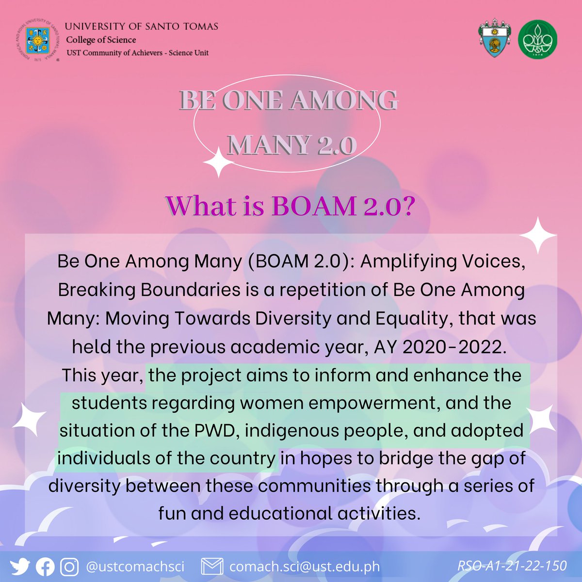 ustcomachsci's tweet photo. What is BOAM 2.0? When will it happen? What should we even expect? But wait.. Can I join? 🗣😰❓

Check out some few FAQs we answered just for yo! Get to know how we can amplify voices of the minority and break boundaries by joining this event! https://t.co/WVYV7JySys