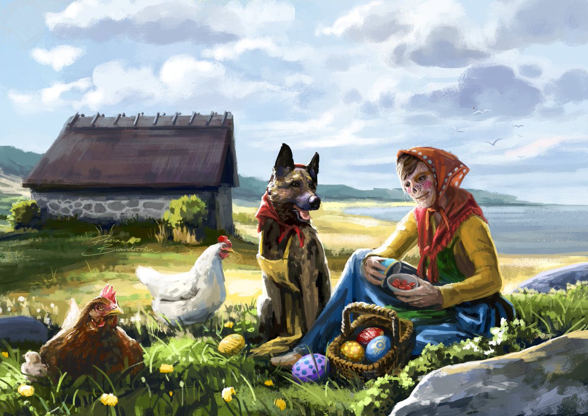 Bethesda_Nordic's tweet photo. Look at all those Easter eggs Dogmeat helped this Easter Witch to gather this weekend! Such a good boi! 🎉
What are your plans for the week?
Picture by the wonderful Petra Brandström @hymnodi 🇸🇪
#Dogmeat #Easter #Fallout #gamingdog #Easterwitch #påskkärring https://t.co/ndHTNpJXFX