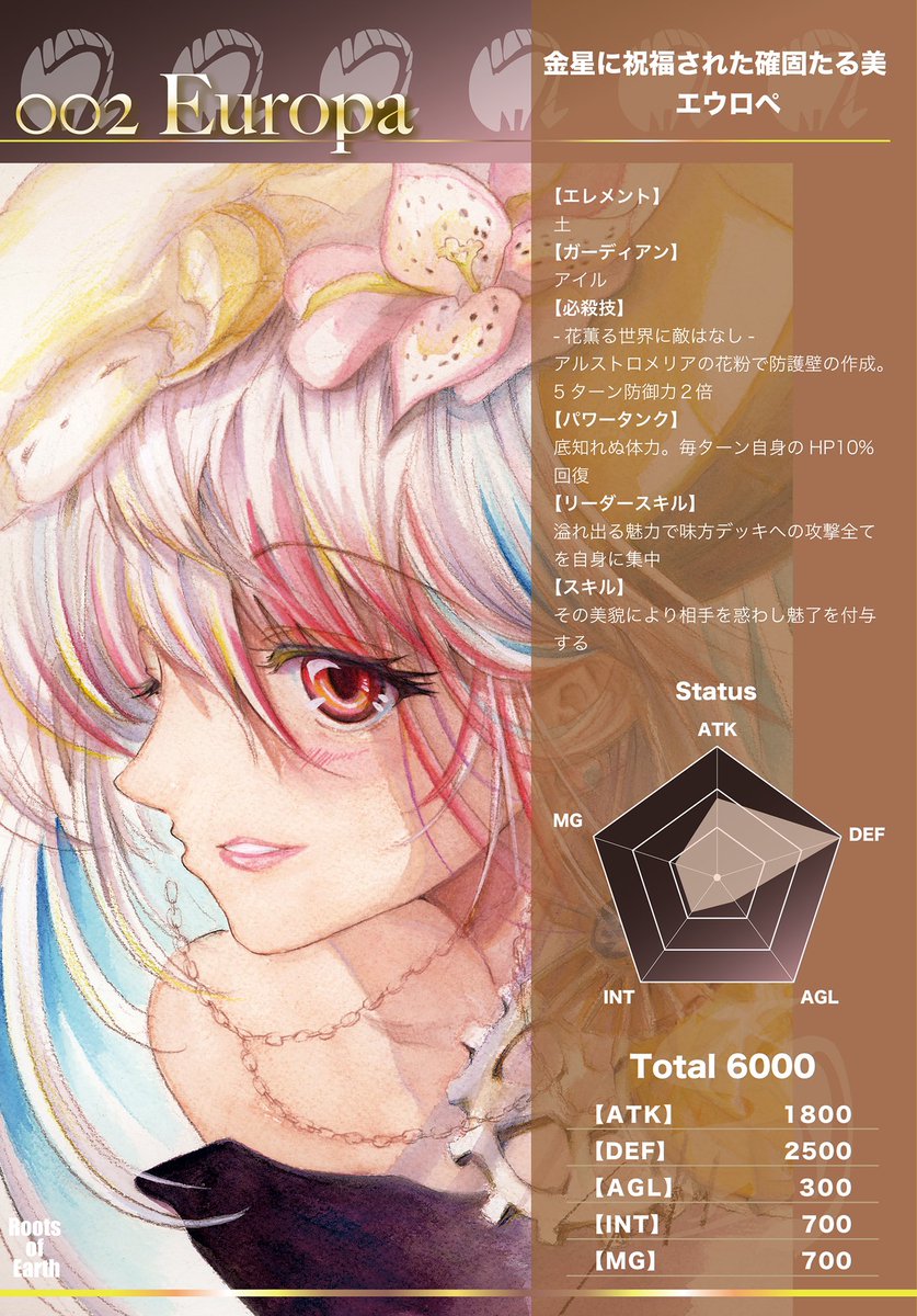 Sachiko_nihonga's tweet photo. Battle character NFT collection “Roots of Earth”🌐
https://t.co/xJ1UdlvW55

002/Europa status card NFT
✨ 🎁 #Giveaway 🎁✨

【Entry】
➡️Follow 
@roots_of_earth
@Aisle0321
@Europa0420
➡️❤️&amp;RT  

👑Winner 5
🔥End 4/22 23:59

#RootsofEarth  #NFTGiveaway #Giveaways https://t.co/7QCgGwJYFy
