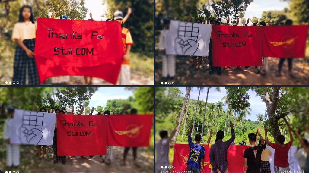 may_next's tweet photo. An anti-military marching strike was rallied and demonstrated today in Launglon Township to defy military rules.   #2022Apr19Coup #HelpMyanmarIDPs #WhatsHappeningInMyanmar https://t.co/U2e5glNHDh