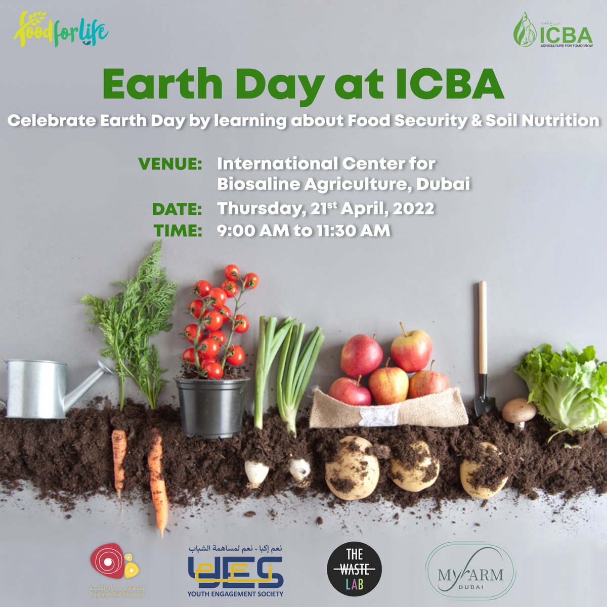International Center for Biosaline Agriculture (@icbaagriculture) on Twitter photo In celebration of #EarthDay2022 🌍, #ICBAAgriculture is hosting a series of activities to create an appreciation for food production and sustainable consumption within the communities. The event is part of the #FoodforLife campaign by <a href="/MoCCaEUAE/">وزارة التغير المناخي والبيئة</a>; <a href="/mohapuae/">وزارة الصحة ووقاية المجتمع - MOHAP UAE</a>; <a href="/ews_wwf/">EmiratesNature_WWF</a>; and <a href="/FAO/">Food and Agriculture Organization</a>.⤵️ In celebration of #EarthDay2022 🌍, #ICBAAgriculture is hosting a series of activities to create an appreciation for food production and sustainable consumption within the communities. The event is part of the #FoodforLife campaign by <a href="/MoCCaEUAE/">وزارة التغير المناخي والبيئة</a>; <a href="/mohapuae/">وزارة الصحة ووقاية المجتمع - MOHAP UAE</a>; <a href="/ews_wwf/">EmiratesNature_WWF</a>; and <a href="/FAO/">Food and Agriculture Organization</a>.⤵️