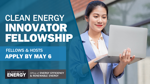 DOECMEI's tweet photo. Building a diverse, clean energy workforce is one of our top decarbonization priorities. Our new Clean Energy Innovator Fellowship aims to fund recent grads and energy professionals to advance sustainable solutions. Learn more and apply: 
https://t.co/PzoItEIDQ7 https://t.co/PEFUl25SBv