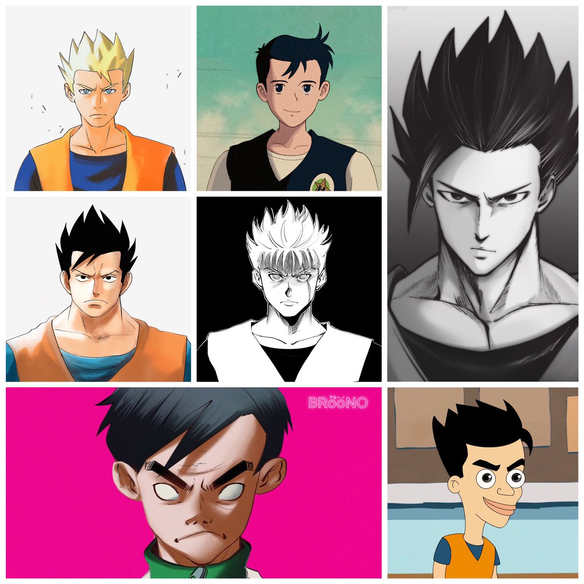 Adult Gohan in 16 different styles 