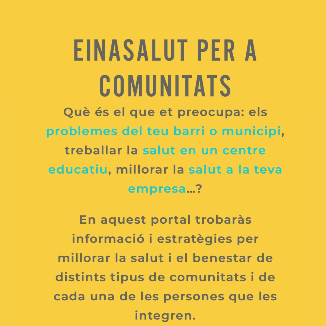 SalutPublicaIB's tweet photo. #EinaSalut és una eina de promoció de la salut pensada per ajudar a:

➡️Les persones individualment.
➡️Les comunitats en què viuen, treballen i interactuen.
➡️Les institucions per a prendre les millors decisions respecte de la salut

🔗https://t.co/0c7ON4P2kX https://t.co/Z8pqkrKeMJ