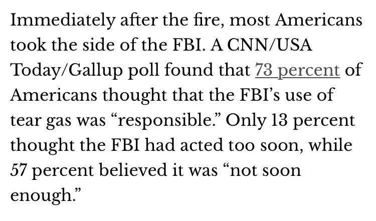 The scariest thing about the Waco massacre isn’t that the government is willing to kill you and your family. It isn’t that a well-armed community with shared values is powerless to stop it. It’s that if they do, the overwhelming majority of Americans will probably support it.