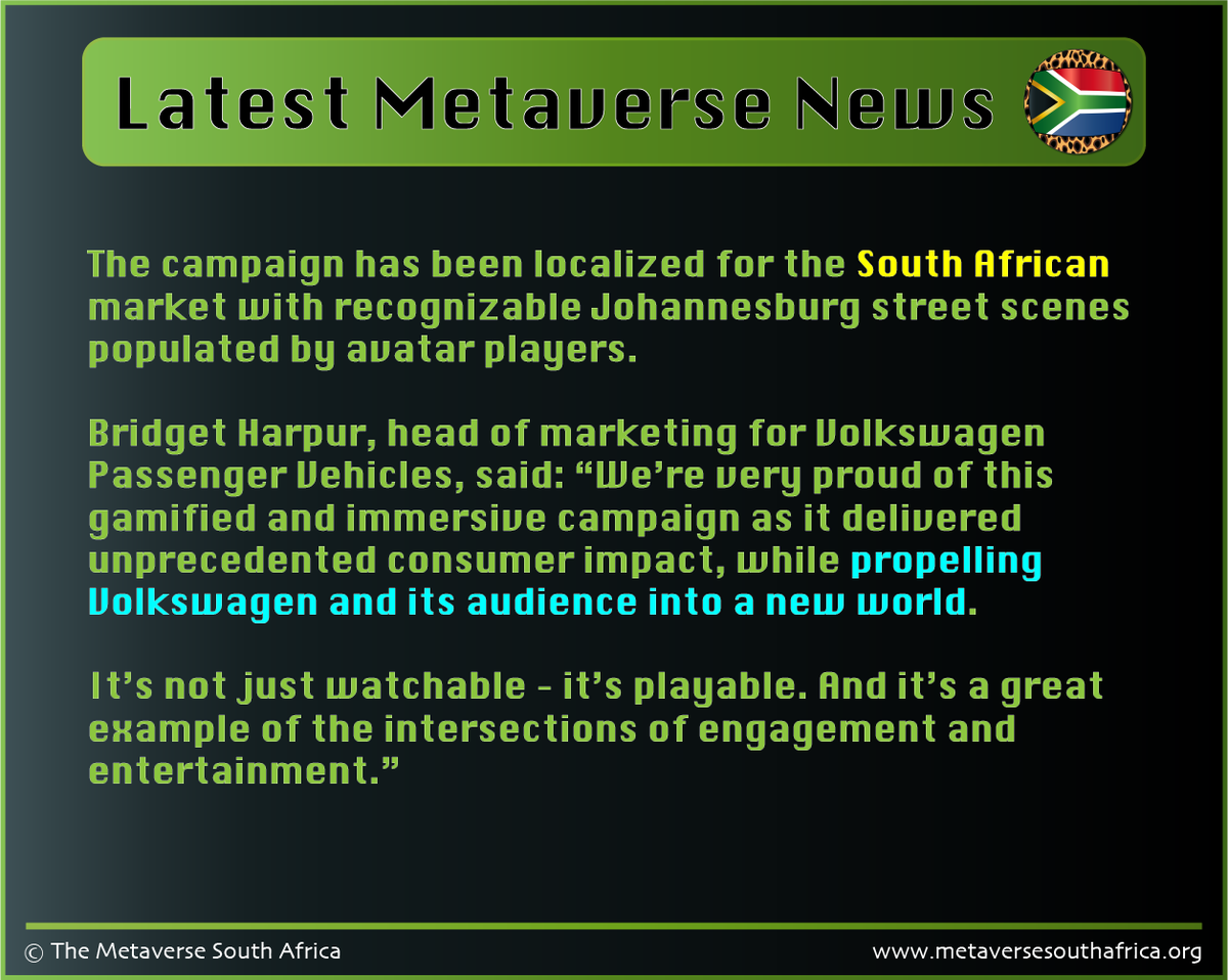 MetaverseSA's tweet photo. Automobile giant Volkswagen South Africa is one of the latest corporates to leverage utility off of the Metaverse. #Metaverse #NFTCommunity #nftnews #SouthAfrican #nft

Get in touch with us to help you transition!

Check It Out Here!
https://t.co/4RkS8DLG7i https://t.co/y6jkW6LphO