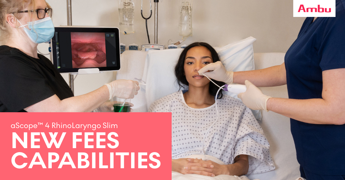 Ambu has expanded its addressable market by supporting FEES procedures. The single-use aScope™ 4 RhinoLaryngo Slim &amp; aView™ 2 Advance HD monitor form a portable solution that improves the workflow of clinicians. 

Read our PR Release: ow.ly/F4TI50IMEjV

#FEES #slpeeps