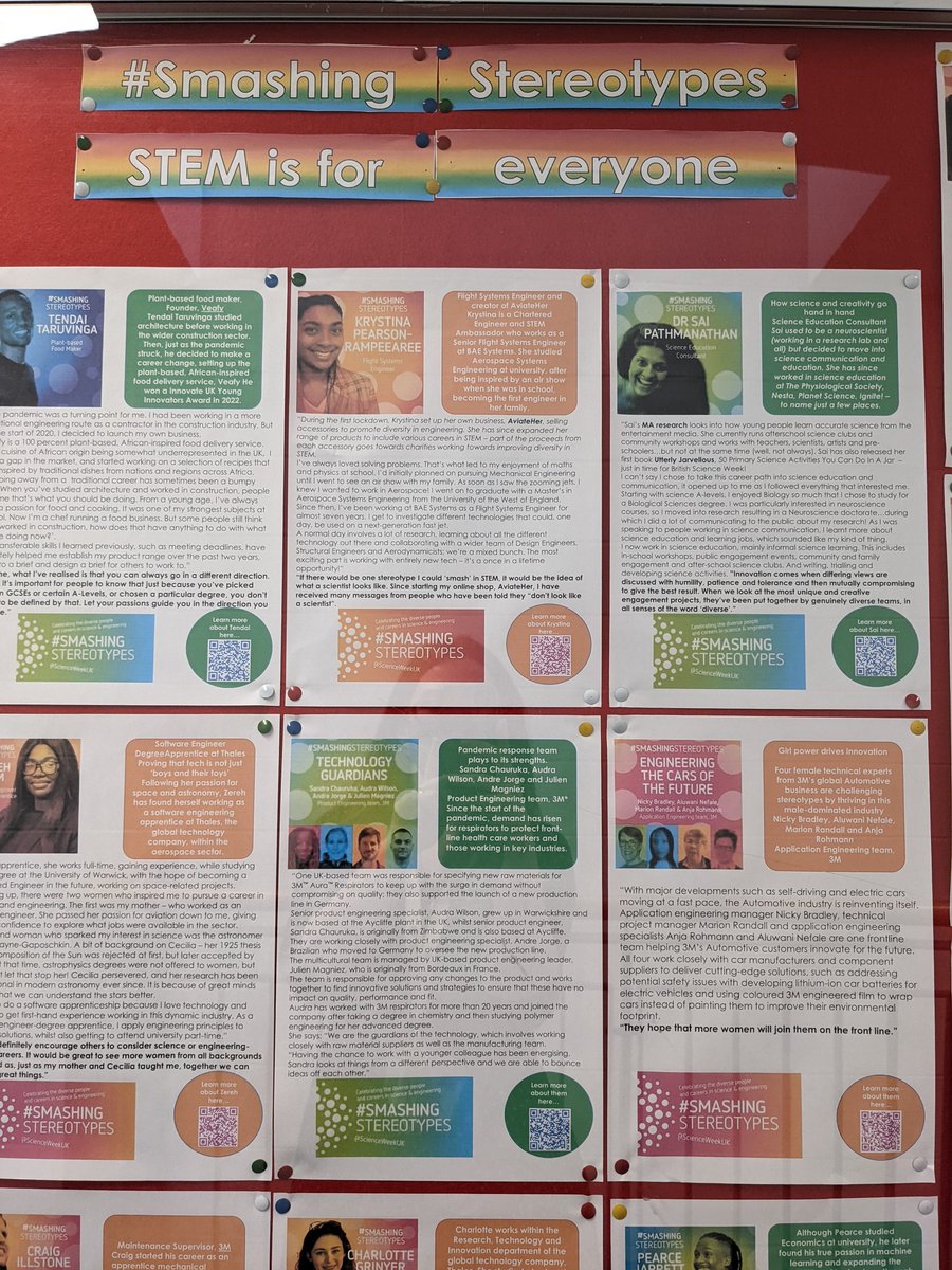 BiologyBraes's tweet photo. โจ๐Please stop by & check out our Young STEM Leaders' new Diversity in STEM display.๐โจ So delighted to see this coming together using the British Science Week #SmashingStereotypes resource. ๐ช #STEMisForEveryone @ScienceWeekUK @YoungSTEMLeader @Braes_STEM @BraesHigh https://t.co/WFgSFgAYTe