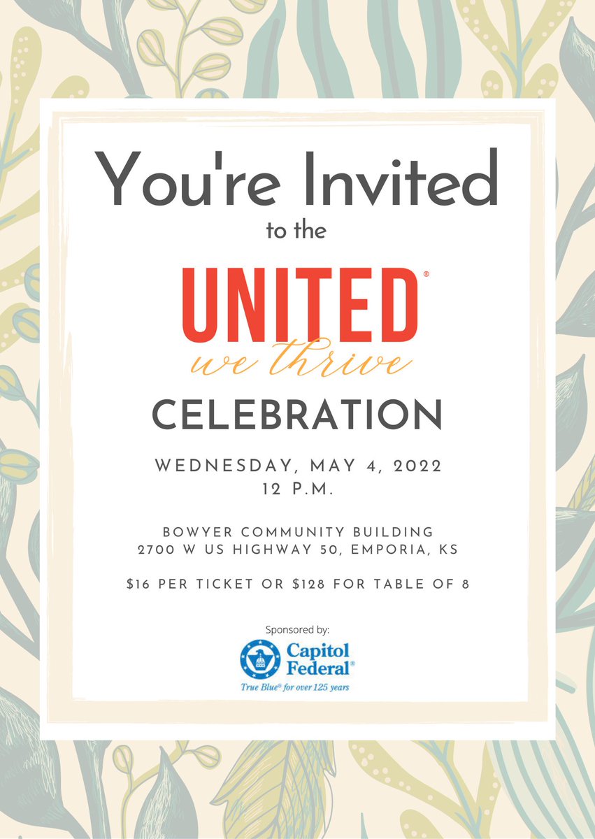 Celebrate our annual campaign on Wednesday, May 4 with us! To register to attend, go to unitedwayoftheflinthills.org/civicrm/event/….