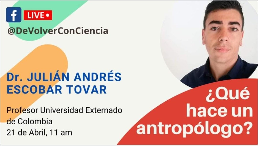 ¿Quieres saber más de antropología? Acompáñanos este jueves a las 11 am, donde junto al Dr. Julián Andrés Escobar Tovar resolveremos todas las dudas en torno a esta profesión. facebook.com/10172806227697… #antropologia #educacion #orientacionvocacional