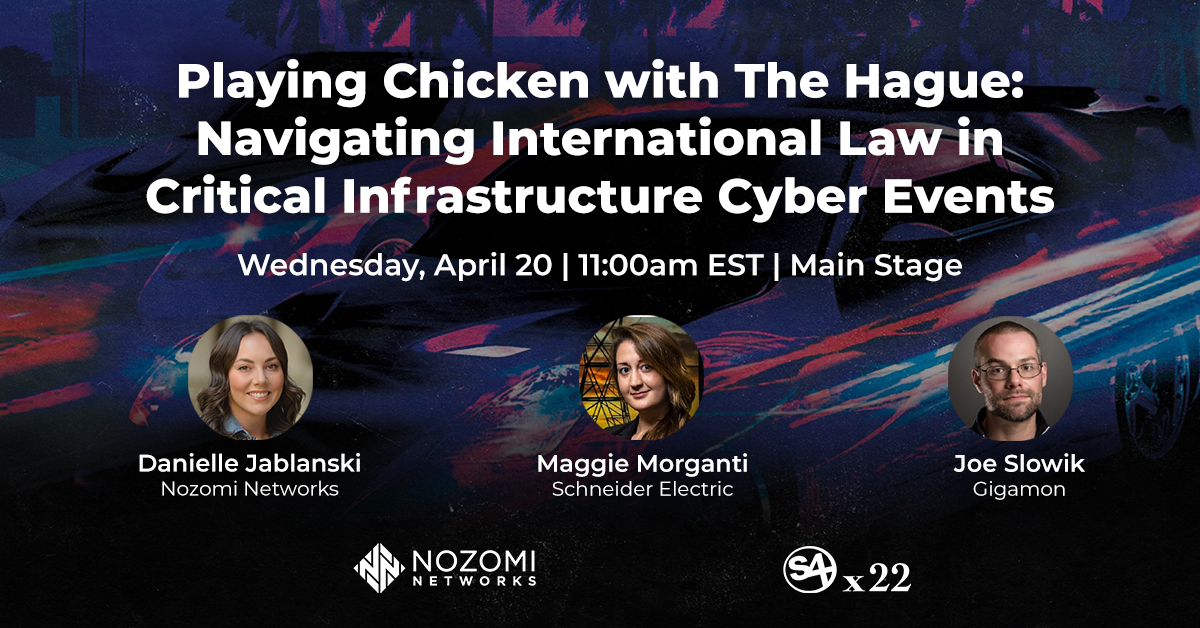 sandrakeen's tweet photo. It's #S4x22 week! On Wednesday join our OT #Cybersecurity Strategist Danielle Jablanski for a panel, "Playing Chicken with The Hague: Navigating International Law in Critical Infrastructure Cyber Events," at 11:00am EST on the Main Stage.

More info: https://t.co/qYVHy2ukZ5 https://t.co/MJucZSlTMn