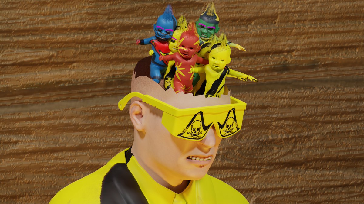 YellowBanditNFT's tweet photo. Creating TroublePunkz Stage 2 made my head EXPLODE today !!! #NFTCommmunity #NFTGiveaway #nftart #nftcollectors #NFTCollection #NFT #blockchain #cryptocurrency #metaverse #ElonMusk #OpenSeaNFT @BornNft https://t.co/FZA5jESujn