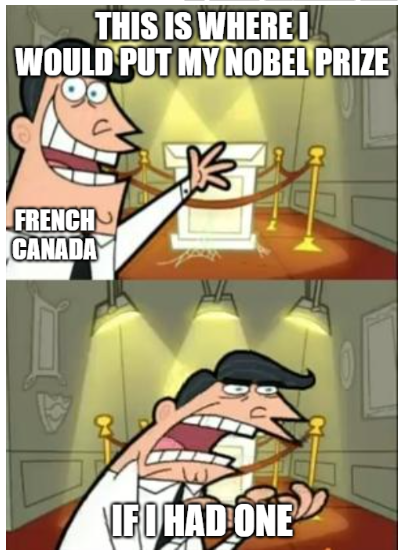 Moments_Canada's tweet photo. We can confirm that the francophone members of our team are a little salty about the #nobelcanadian project... https://t.co/GEYE6Migkz