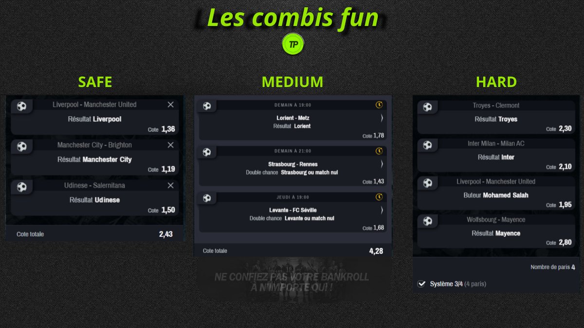 TipstersPronos's tweet photo. Ca vous à plu?
Le Combi Fun revient et on essaie de battre encore @WinamaxSport dès ce soir ! 
Pour les bets de la semaine ca se passe sur https://t.co/7Tj4igOpPI
#pronos #foot #combifun #ligue1 #teamParieur https://t.co/JNppMyRGNn