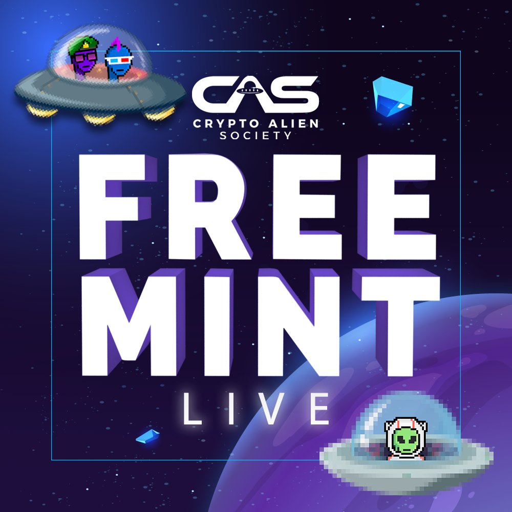📢FREE MINT
<a href="/AlienzNFT/">Crypto Alien Society</a> NFT collection is now free to mint.
mint.cryptoaliensociety.io

🚨Reminder, our initial contract deployed in January and IS NOT optimized as ERC721A

#FreeMint #FreeNFT  #NFTdrops #NFTcommunity #NFTcollection #NFTproject #nfts #PixelArtNFT #PixelMeta