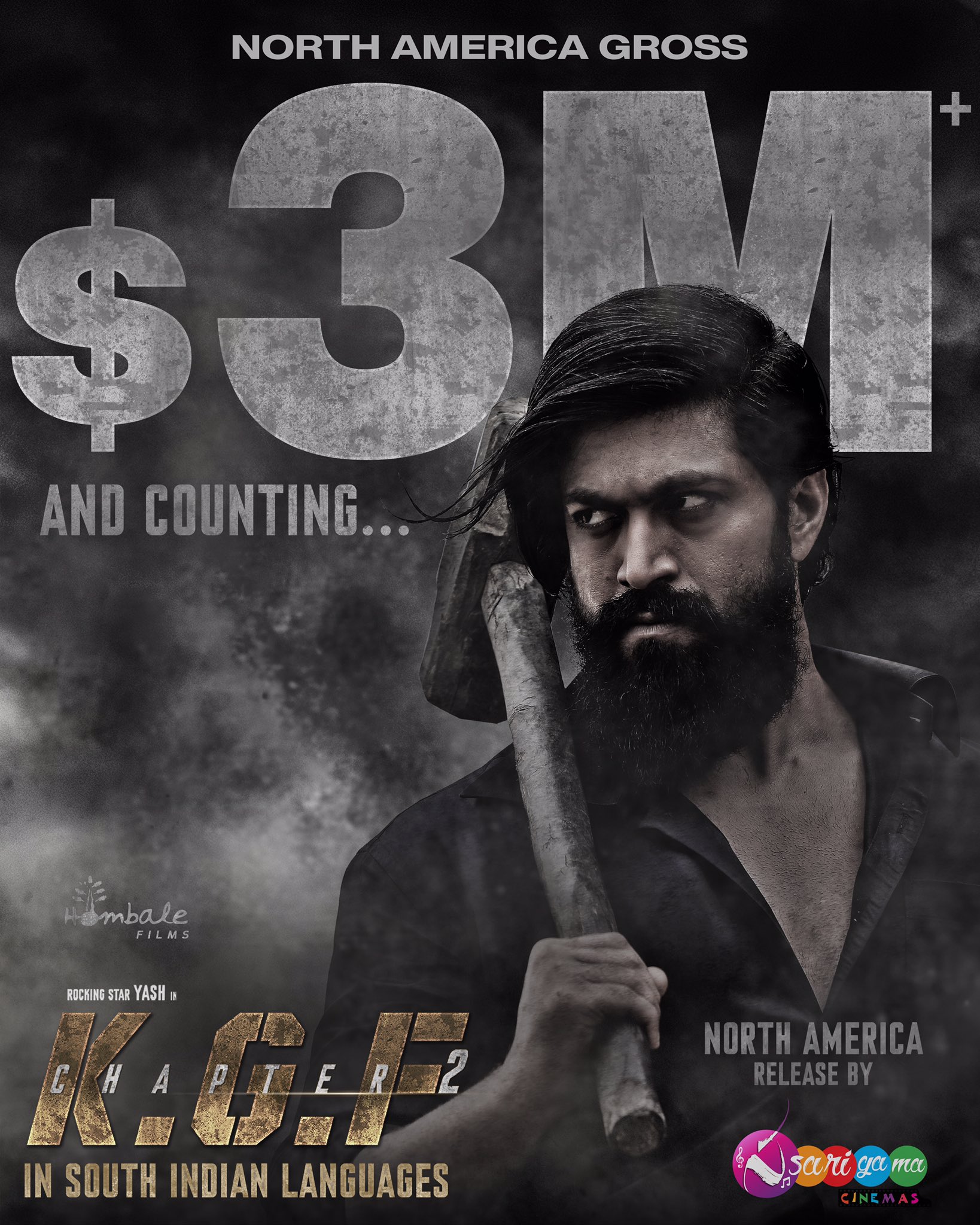 Sarigama Cinemas Rocky Bhai Is Unstoppable Kgfchapter2 South Indian Languages Crossed 3million Dollar Mark And Counting Book Your Tickets Now Kgf2 North America South Indian Languages Release By Sarigamacinemas