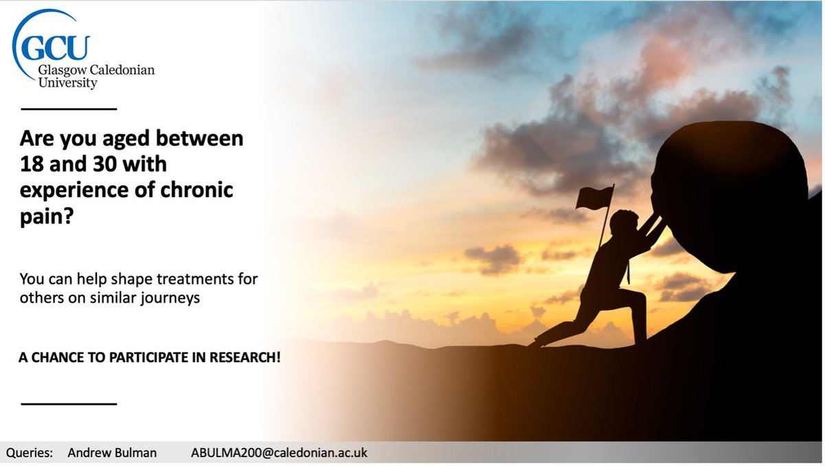 BNightsCRPS's tweet image. Are you aged between 18 and 30 with experience of chronic pain? Willing to share your experiences for academic research by @andyb_156?

Link below for more info:
forms.office.com/r/1mVEdUabqA
#ChronicPain #PainStudy #PhDStudy