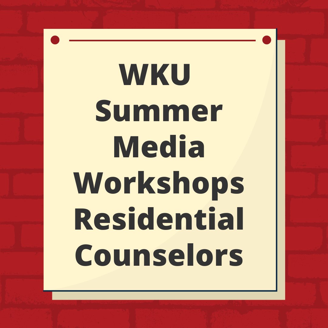 Looking for a quick summer job? Consider being a School of Media Summer Workshop Residential Counselor! 

The School of Media is looking for four residential counselors for the WKU Summer Media Workshops in Broadcasting, Film and Photojournalism.