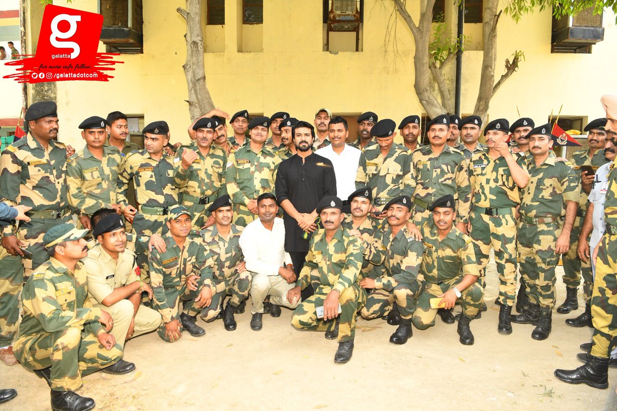 galattadotcom's tweet photo. The BSF Soldiers were delighted to see @AlwaysRamCharan in BSF Campus, Khasa area in Amritsar. As a gesture, he sent his personal chef from HYD to their mess to cook a hearty meal with recipes from home. He spent quality time over lunch with them in between shoots of #RC15 https://t.co/sfRHWcmddz
