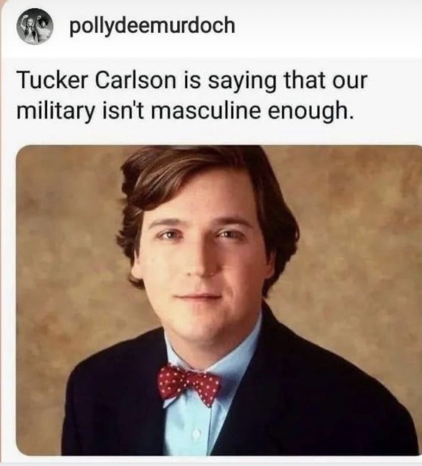 RGomez99999's tweet image. #EndOfMen  don’t forget to catch The End Of Men! A propagandist appeal to “manhood” from a dumbass white supremacist fish stick princess who has never worked a day in his little life and gets paid to jockey for corporate-fascist fake strongmen. @TuckerCarlson