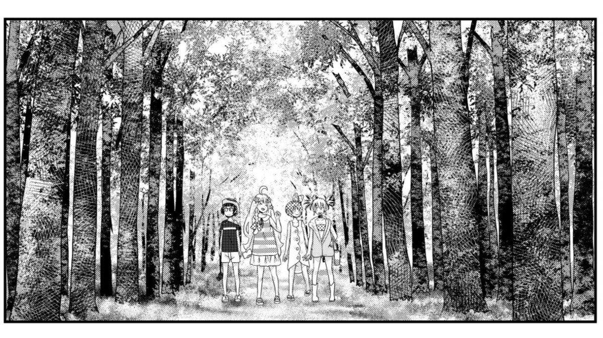 コミックヘヴン今号の『ぱち⭐︎』の背景描いたとこで気に入ってるとこ。
木は枝葉ブラシで黒で影入れた後軽く削るとそれっぽい。(h 