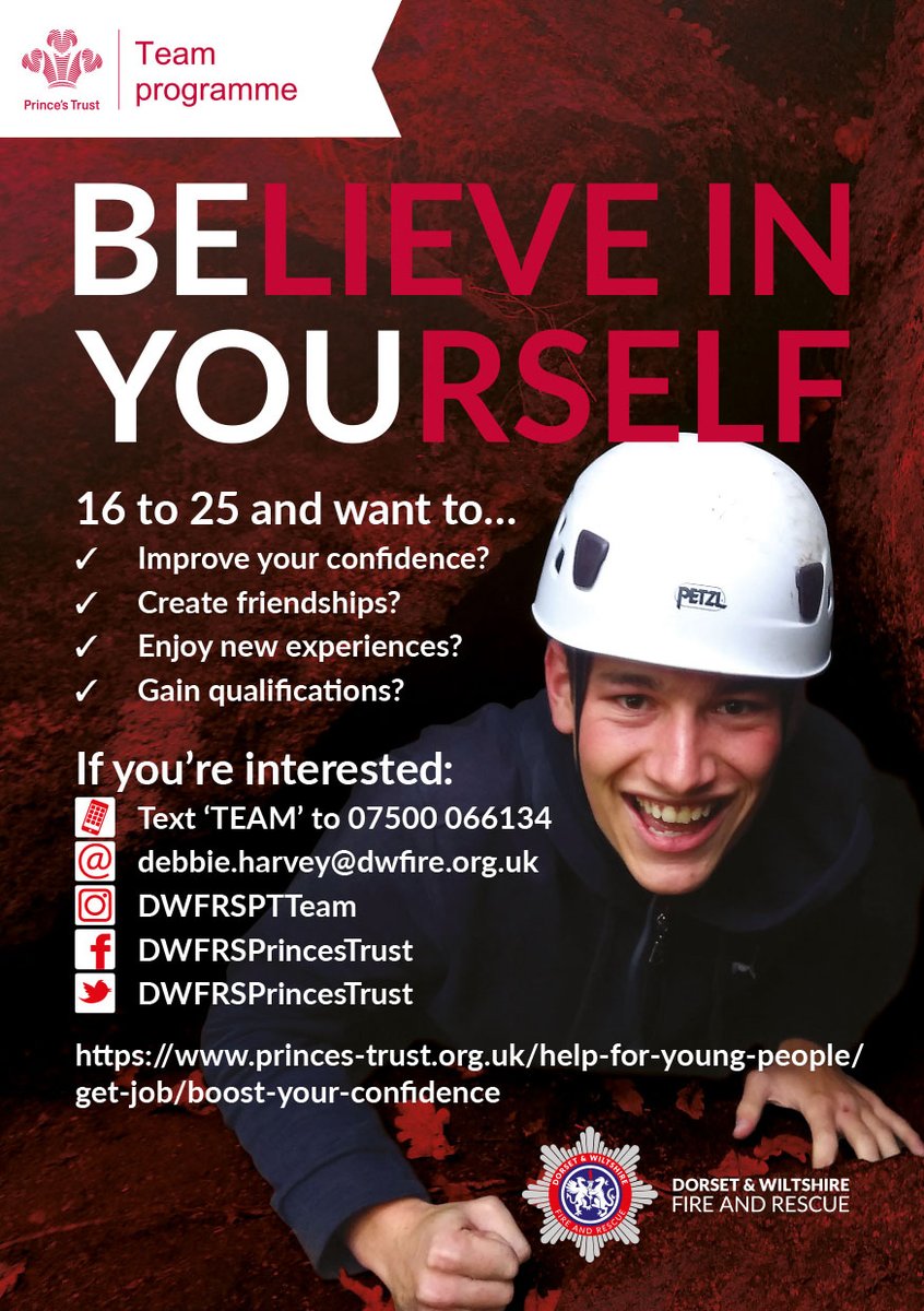 Community Action Network (CAN) (@can100org) on Twitter photo Prince's Trust Team Programme starts in Poole in May for NEET 16 – 25 year olds. Get in touch for more details.
Email Debbie.Harvey@dwfire.org.uk <a href="/DWFRSPrincesTru/">DWFRSPrincesTrust</a> Prince's Trust Team Programme starts in Poole in May for NEET 16 – 25 year olds. Get in touch for more details.
Email Debbie.Harvey@dwfire.org.uk <a href="/DWFRSPrincesTru/">DWFRSPrincesTrust</a>
