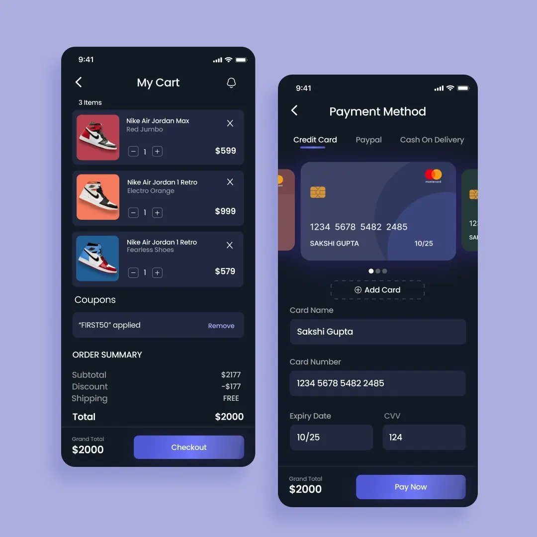 Day 02/100 (Credit Card Checkout) - Daily UI Challenge🚀

Feedbacks are appreciated 😇

#uidesign #DailyUI #dailyuichallenge
#checkoutpage #creditcardcheckout #uiux #uiuxdesign #userinterface