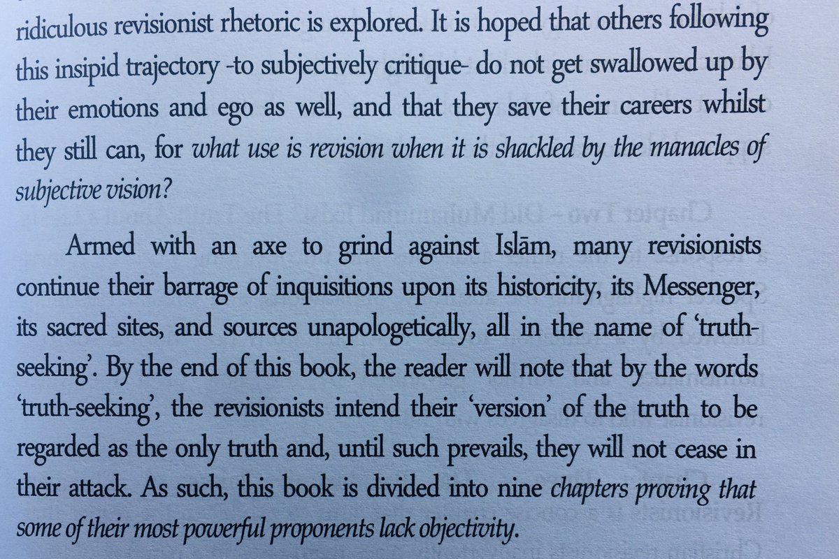 ShaykhFaheem1's tweet photo. People often ask me what is the key fallacy of #revisionists &amp; my reply is that they are drowning in emotional rhetoric. In the Introduction of the #MeccanDawn I have clarified this point. “What use is revision when it is shackled by the manacles of subjective vision?” https://t.co/YdKSmIlJ12
