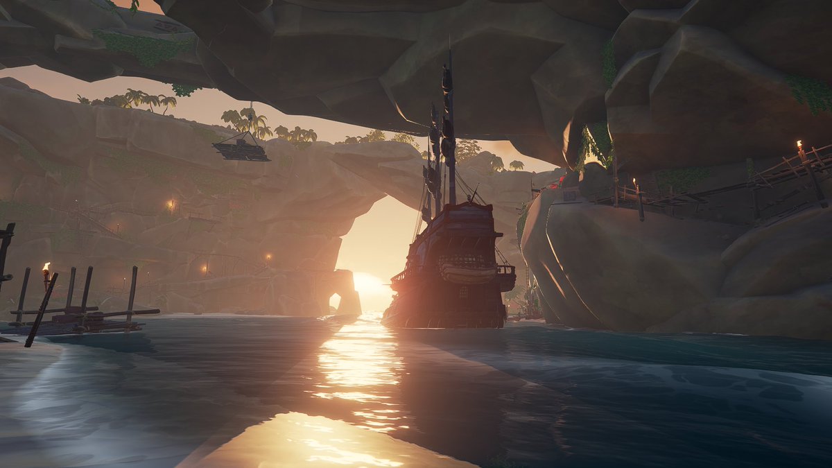 Pugnath's tweet photo. Contest: Spring Scenes
Title: Sun rising on the Ship
#SoTShot @SeaOfThieves https://t.co/rF6t9nrjnu