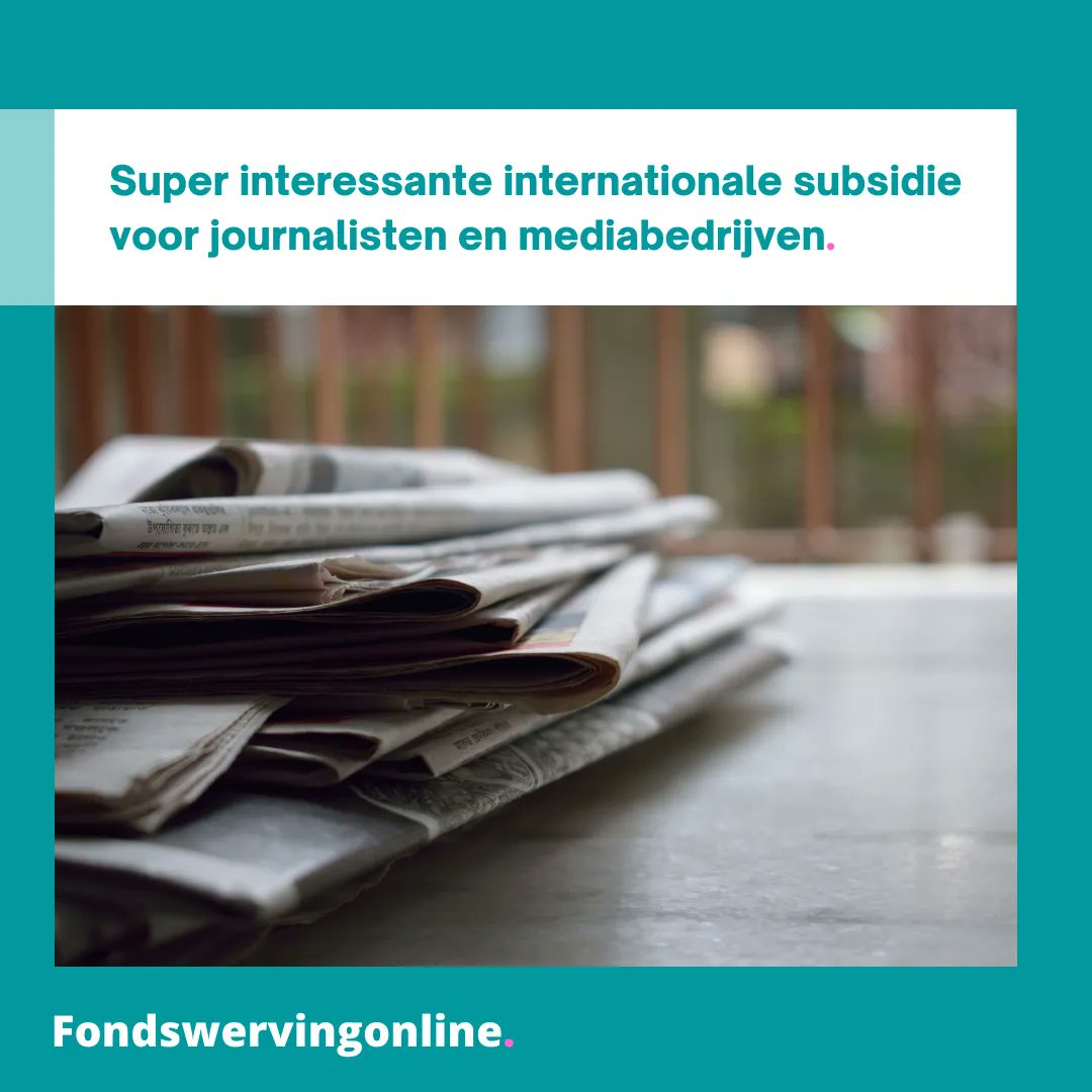 TenPages's tweet image. SUPER INTERESSANTE INTERNATIONALE SUBSIDIE VOOR JOURNALISTEN EN MEDIABEDRIJVEN
Subsidie voor innovatieve journalistieke mediaprojecten. Maximaal € 150.000 subsidie. Zie: buff.ly/3Epn586
#subsidie #fondsen  #journalisten #media# kranten #radio #televisie #pers #journalism