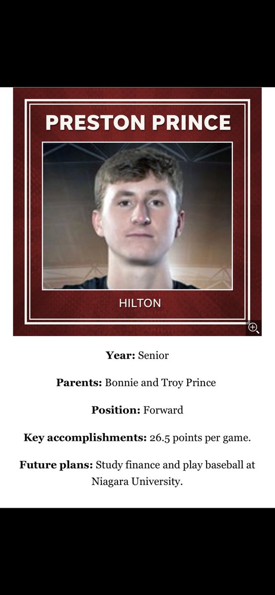 Congrats Preston on being named All Greater Rochester this season. Well deserved honor.