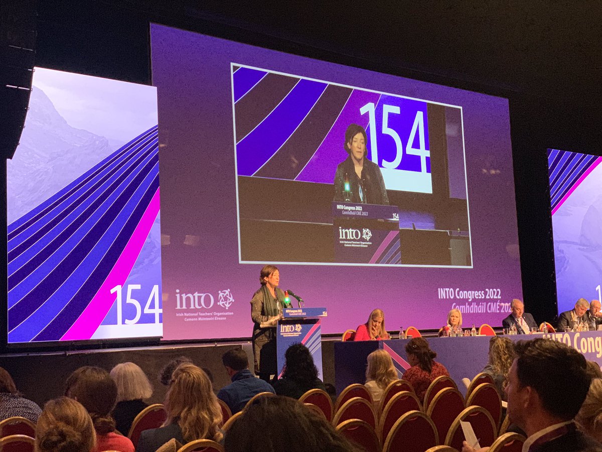 Our Craobh Chualann member <a href="/AliceODonnell10/">Alice O'Donnell</a> speaking on a motion relating to provision of mental health services for our children. #INTOCongress2022 <a href="/INTOnews/">INTO (Irish National Teachers' Organisation)</a>
