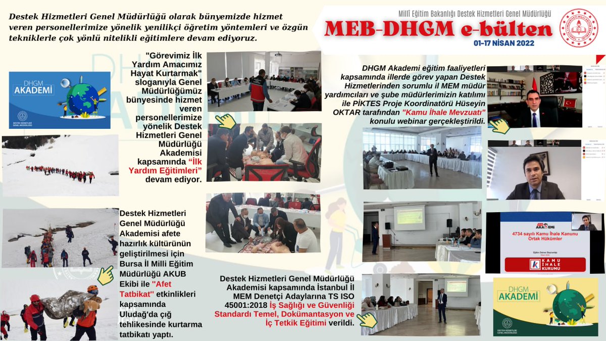 Genel Müdürlüğümüzce yapılan çalışmaların yanı sıra Genel Müdürlüğümüze bağlı kurumları da tanıtma fırsatı bulduğumuz 01-17 Nisan 2022 e-bültenimizi tüm takipçilerimizin istifadesine sunuyoruz. <a href="/tcmeb/">Millî Eğitim Bakanlığı</a> <a href="/OzilLevent/">Dr. Levent Özil🇹🇷🇹🇷🇹🇷</a>