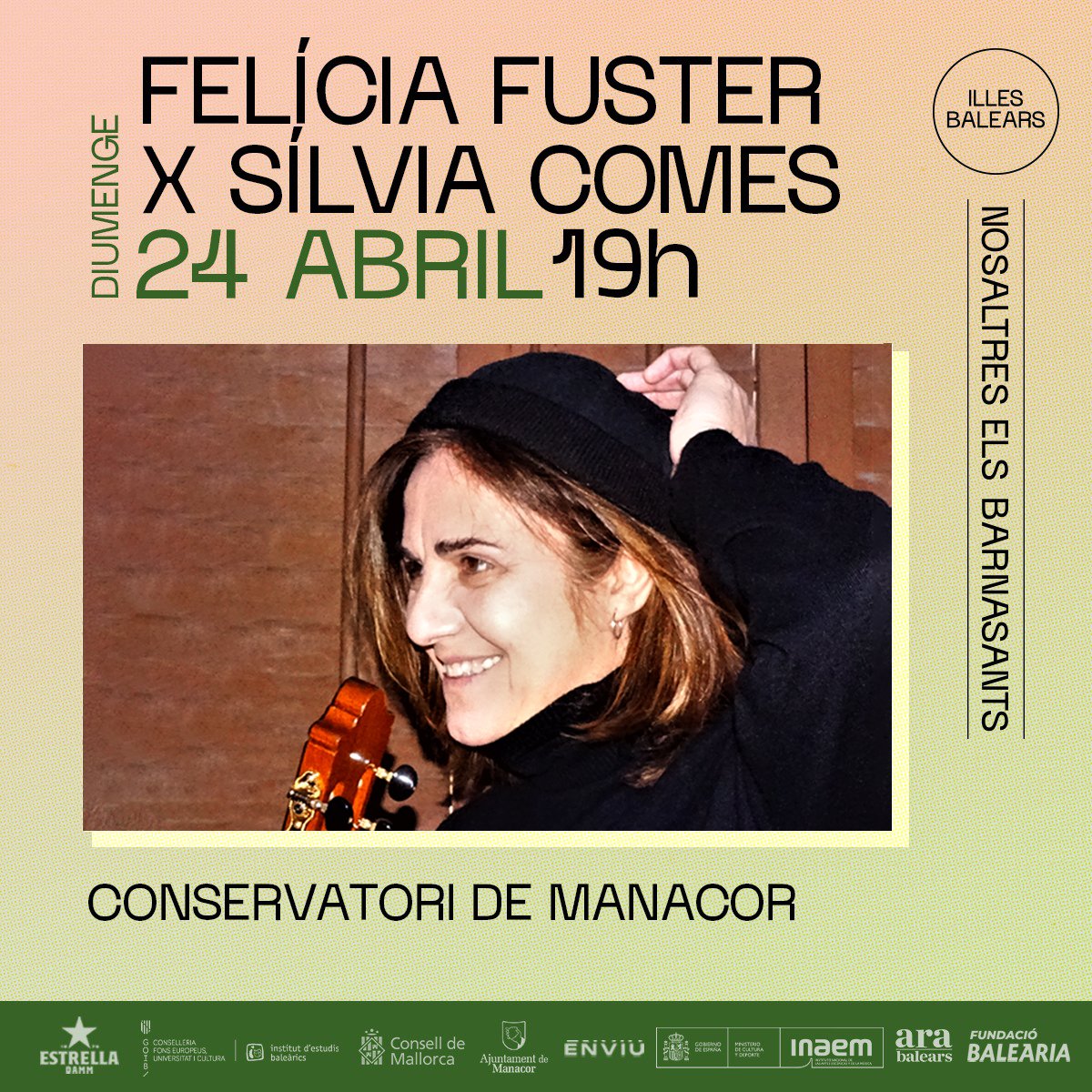 🗣️ La #cantautora barcelonina <a href="/Silvia_Comes/">silvia comes</a> commemora el desè aniversari de la mort de la poetessa Felícia Fuster (1921-2012) al #Barnasants: un recital de versos escrits a París, ciutat que va acollir Fuster

🗓️ 24/04
📍 <a href="/ConserManacor/">Conservatori Professional de Música de Manacor</a>

ℹ️🎟️ barnasants.com/esdeveniments/…

<a href="/cultura_cat/">Cultura</a>