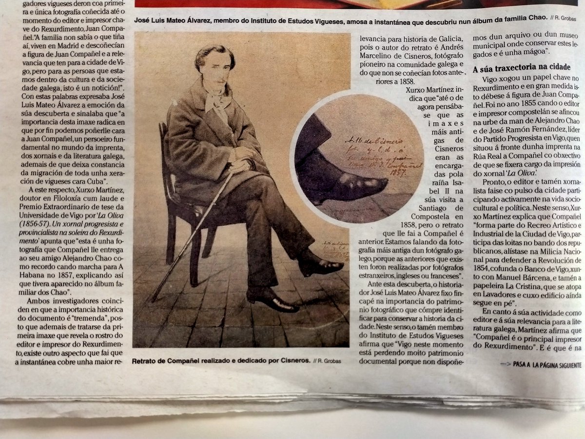 bibliotecavigo's tweet photo. #cultura #patrimonio #fotografía #descuberta
O @Farodevigo faise eco dunha estupenda nova: os investigadores José Luis Mateo e Xurxo Martínez González, achegados da nosa #biblioteca, veñen de descubrir o rostro de Juan Compañel, quen nos dá nome. Parabéns!
https://t.co/VbWEEo6S5C https://t.co/Jl8ilNWmIj