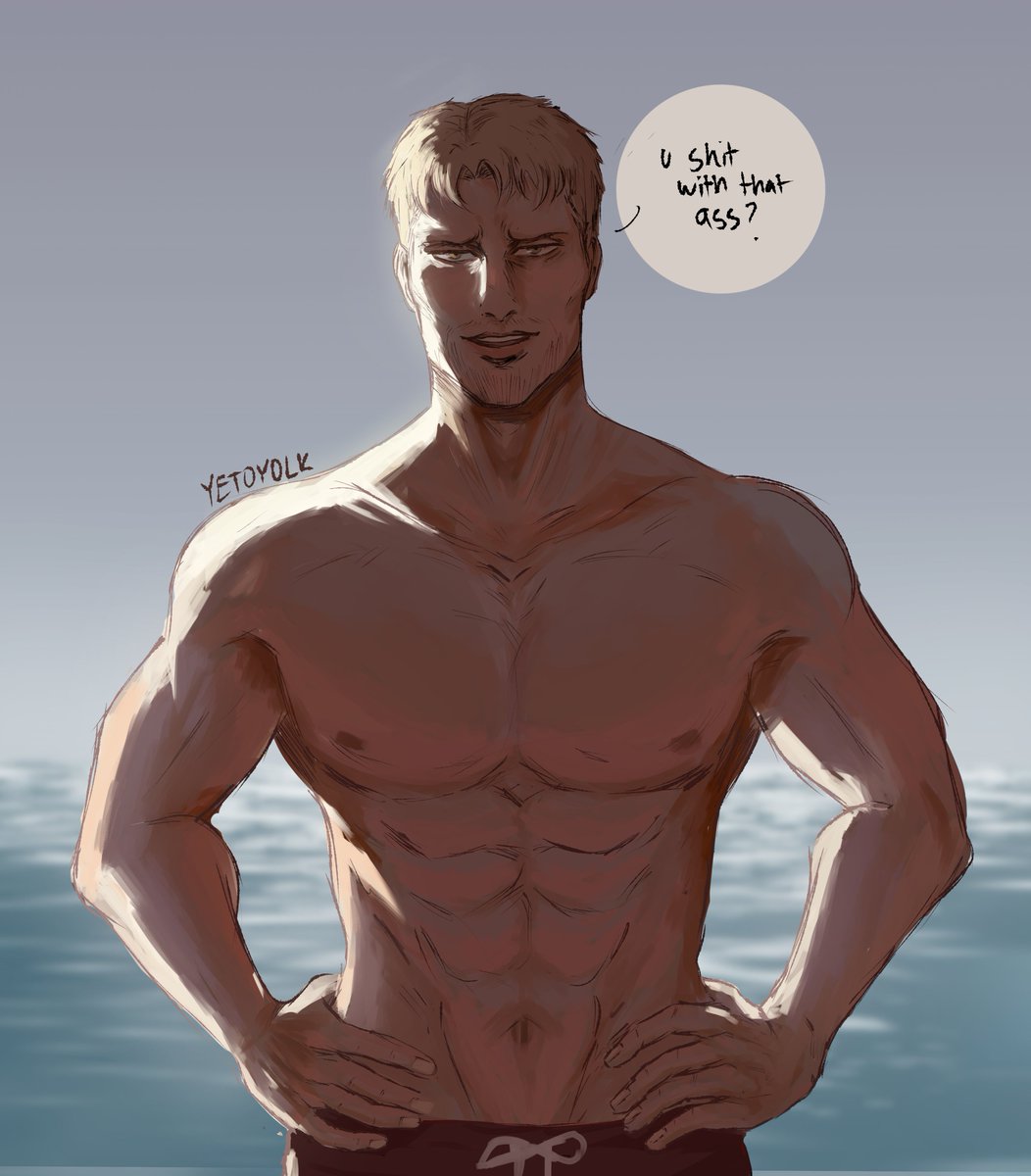 yetoyolk's tweet photo. reiner at the beach painting
#reinerbraun #aot #進撃の巨人 https://t.co/XeblKj56Ai