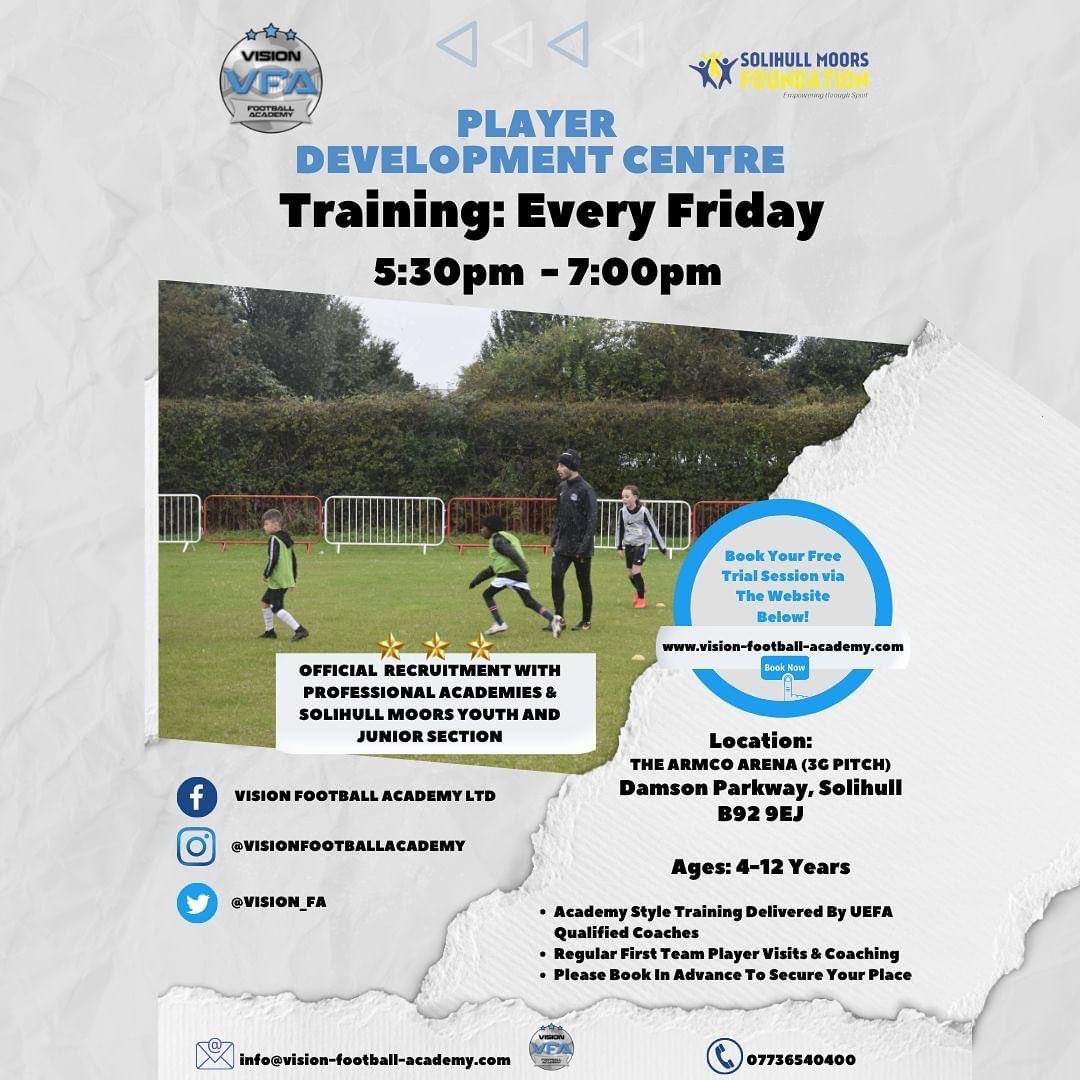 Vision_FA's tweet image. NEW CENTRE OPENING 

We are delighted to announce that our first session in partnership with @MoorsFoundation is starting on FRIDAY 6th MAY! 

📆 Every Friday 
⏱ 5:30-7:00pm
📍The ARMCO Arena, Damson Pkwy, B92 9EJ

Sessions are lead by current club captain @stoz4