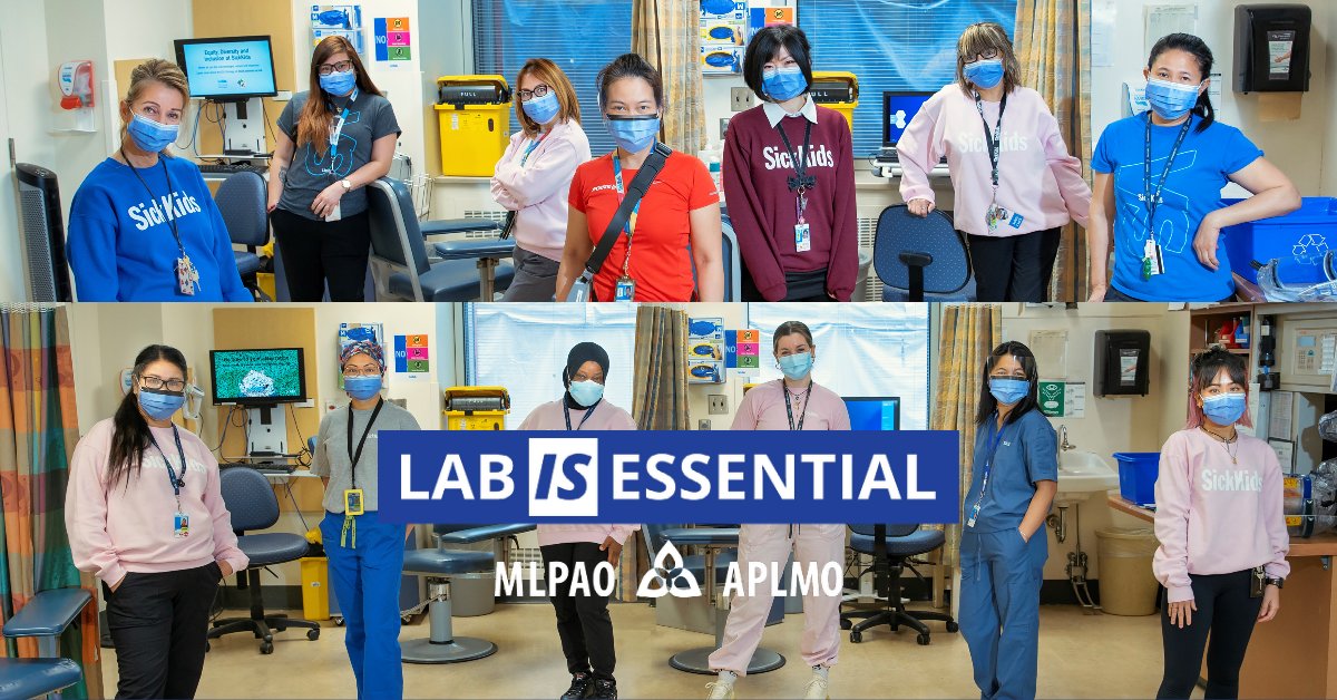 Thanks Sick Kids phlebotomists for working directly with patients on the frontlines! Your work with children is essential😀 #LabISEssential  Learn more, download a sign, or submit a picture: mlpao.org/labisessential @JessicaBellTO 
#LabWeekON