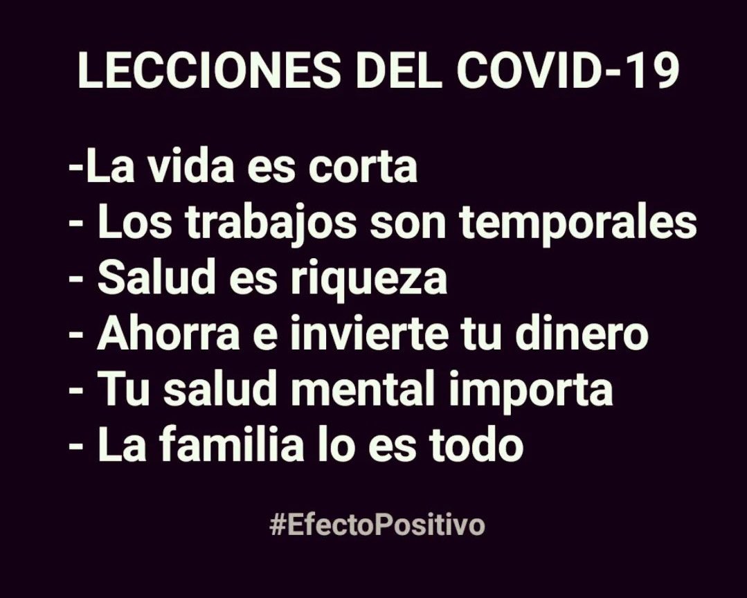 Lecciones que nos ha dejado el #COVID19 👇🏼