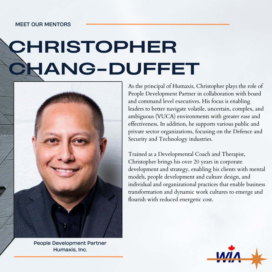 We're excited that Christopher Chang-Duffet will be one of our #mentors for our #MentoringProgram! As the principal of Humaxis, Christopher plays the role of People Development Partner in collaboration with board and command level executives. Learn more!