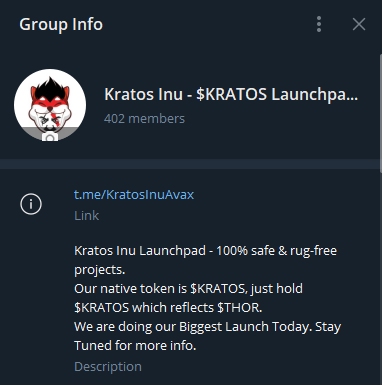 KratosInu's tweet photo. We have officially crossed 400 Telegram members as we prepare for our biggest #stealth #launch within few hours. Chat is getting hyped up, This is your time to get wet in this dry season.
#AVAX https://t.co/khYQaJiplD