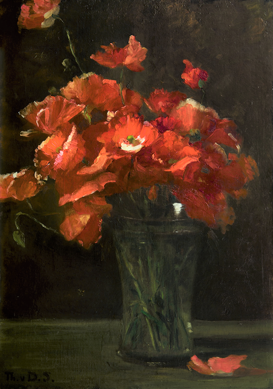 With flowers blooming everywhere, it is a good time to share this beautiful painting, “Klaprozen,” on pg 30 of book “Therese Schwartze – Painting for a Living.” Find in Dutch bookstores for 35 euro or  thereseschwartze.com for $50 shipped anywhere. #poppies #stilllifepainting