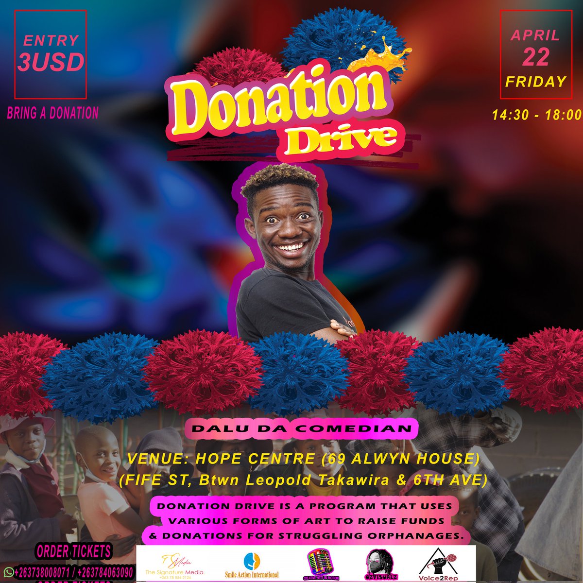 Catch Dalu Da Comedian performing this Friday at the #DonationDriveShow 

@arts_in_motion_zw
@ozvisuals
#Donate4Vulindlela 
#localentertainment #standupcomedy