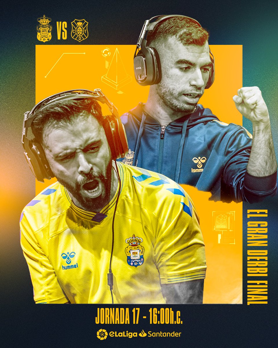 Las Palmas Unity 🔥 (@esports_udlp) on Twitter photo ‼️ Mañana disputaremos el esperado Derbi de @esportslaliga en #FIFA22 ⚽️
<a href="/UDLP_Oficial/">UD Las Palmas</a> 🆚 <a href="/CDTOficial/">CD Tenerife 🏴</a>
Necesitamos ver el máximo apoyo en el directo:
📺 twitch.tv/elaliga
¡Arriba D'ellos! #LaUniónHaceLasPalmas💛💙
<a href="/Jun7mp/">Jun7🇮🇨</a> <a href="/Asiermm7/">Asier</a> ‼️ Mañana disputaremos el esperado Derbi de @esportslaliga en #FIFA22 ⚽️
<a href="/UDLP_Oficial/">UD Las Palmas</a> 🆚 <a href="/CDTOficial/">CD Tenerife 🏴</a>
Necesitamos ver el máximo apoyo en el directo:
📺 twitch.tv/elaliga
¡Arriba D'ellos! #LaUniónHaceLasPalmas💛💙
<a href="/Jun7mp/">Jun7🇮🇨</a> <a href="/Asiermm7/">Asier</a>