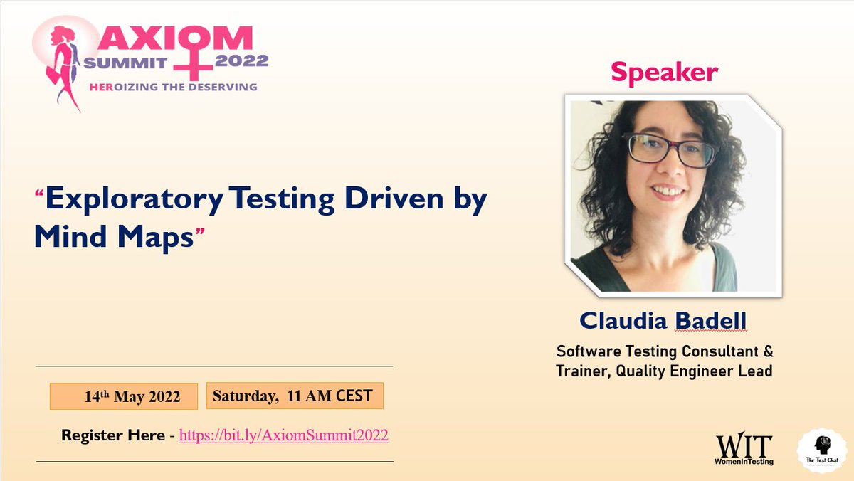 Thrilled to be part of <a href="/TheTestChat/">The Test Chat</a>'s first ever conference! I'll talk about exploratory testing driven by mind maps. See you soon! 

Haven't registered yet? ➡️ us02web.zoom.us/webinar/regist…

#exploratorytesting #mindmaps #testing #softwaretesting #testingconference  #WomenInTesting