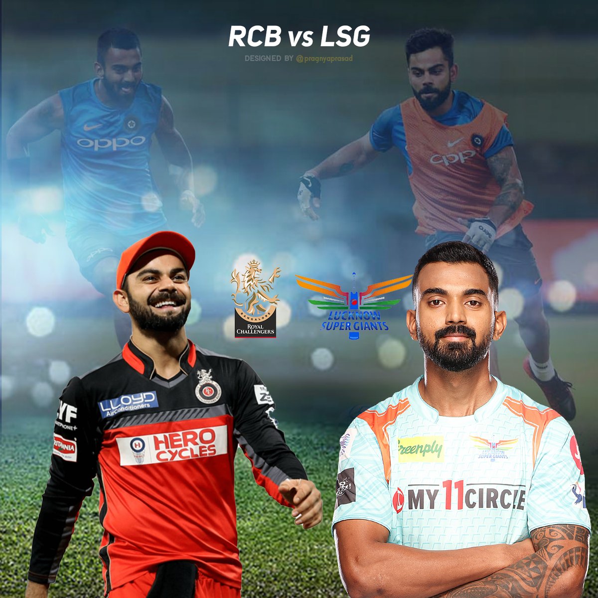 pragnyaprasad's tweet photo. Two best buddies are going to face each other 🔥 It's #ViratKohli𓃵 vs #KLRahul today. 

The oldest franchise vs the brand new team. #RCBvsLSG. 
Battle for 2 Points 😅
can't wait to see the match
#RCB  (No.4) #LSG  (No.3)  😍
#IPL2022 #LSGvRCB https://t.co/ieLtcYEras