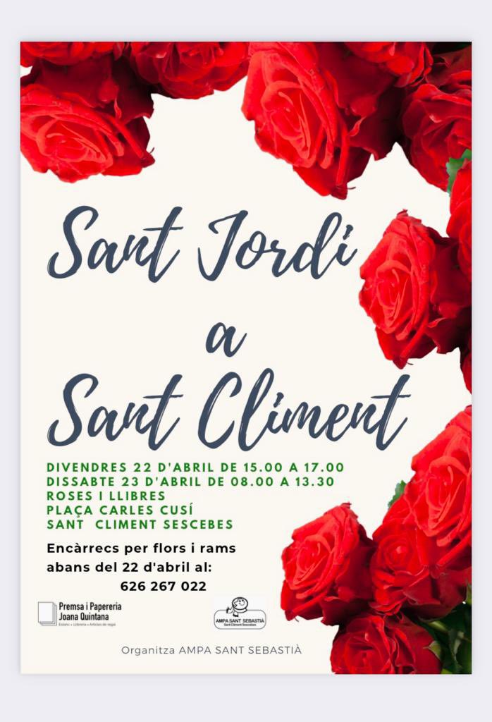 Divendres i dissabte hi haurà parada de Sant Jordi a la Plaça Carles Cusí!