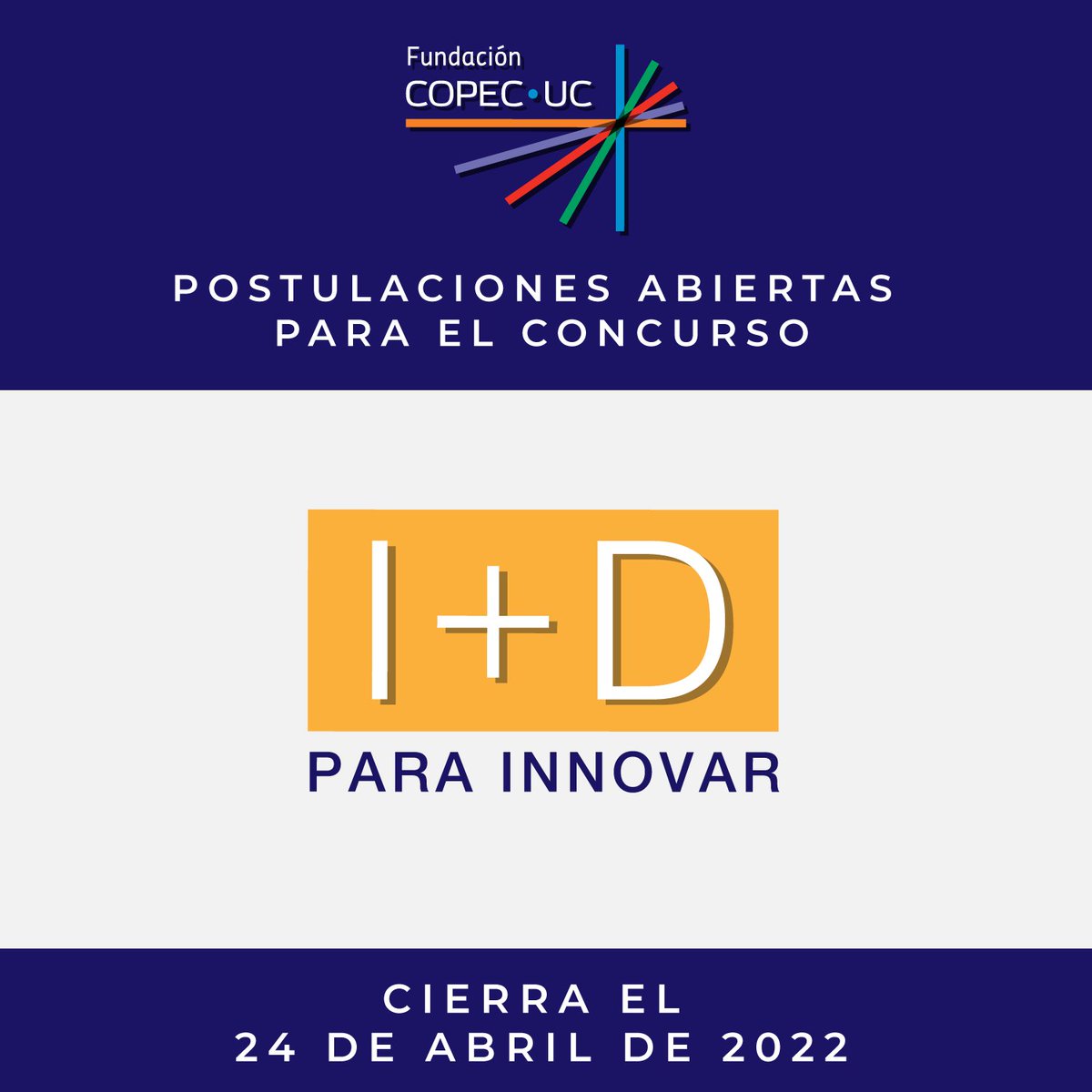 FundCopecUC's tweet image. 🟡Tienes hasta el domingo para participar en nuestro Concurso I+D para Innovar, en el que puedes ganar hasta 4000 UF, asesorías en gestión comercial y acompañamiento de expertos. No dejes pasar esta gran oportunidad y participa con tu proyecto aquí👉bit.ly/3jKF6nY